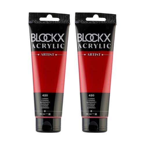 2PK Blockx Acrylic 120ml Professional Paint Tube Art/Craft - Carmine