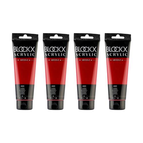4PK Blockx Acrylic 120ml Professional Paint Tube Art/Craft - Carmine
