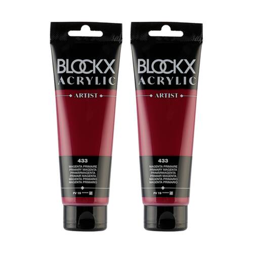 2PK Blockx Acrylic 120ml Professional Paint Tube Art/Craft - Magenta