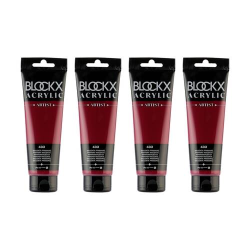 4PK Blockx Acrylic 120ml Professional Paint Tube Art/Craft - Magenta