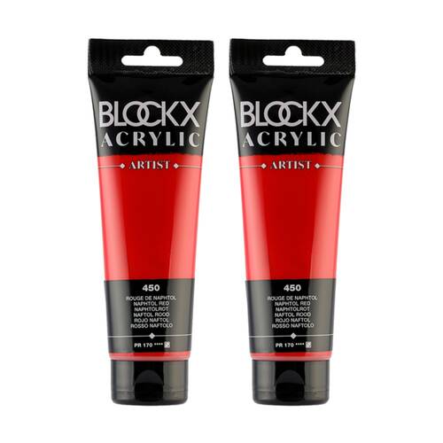 2PK Blockx Acrylic 120ml Paint Tube Art/Craft - Naphtol Red