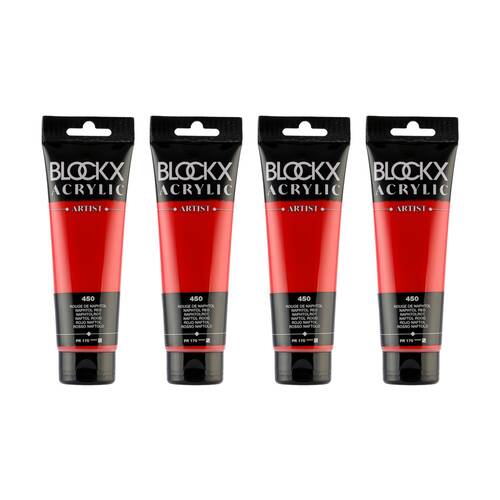 4PK Blockx Acrylic 120ml Paint Tube Art/Craft - Naphtol Red