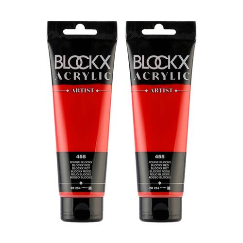 2PK Blockx Acrylic 120ml Professional Paint Tube Art/Craft - Red