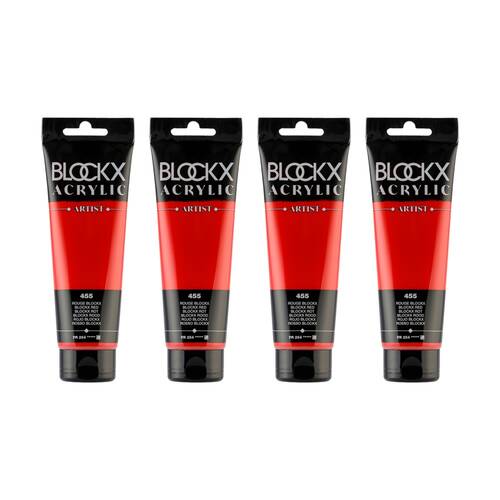 4PK Blockx Acrylic 120ml Professional Paint Tube Art/Craft - Red