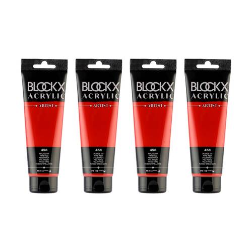 4PK Blockx Acrylic 120ml Paint Tube Art/Craft - Bright Red