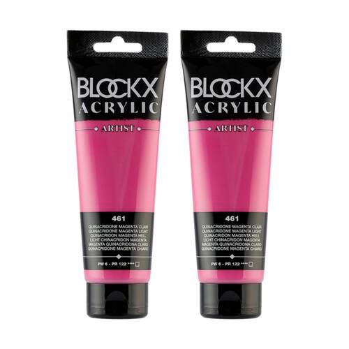 2PK Blockx Acrylic 120ml Paint Tube Art/Craft - Lt. Magenta Quinacridone