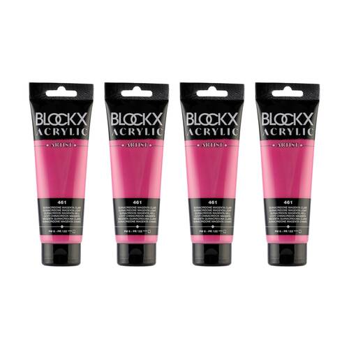 4PK Blockx Acrylic 120ml Paint Tube Art/Craft - Lt. Magenta Quinacridone