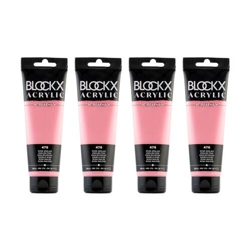 4PK Blockx Acrylic 120ml Paint Tube Art/Craft - English Pink