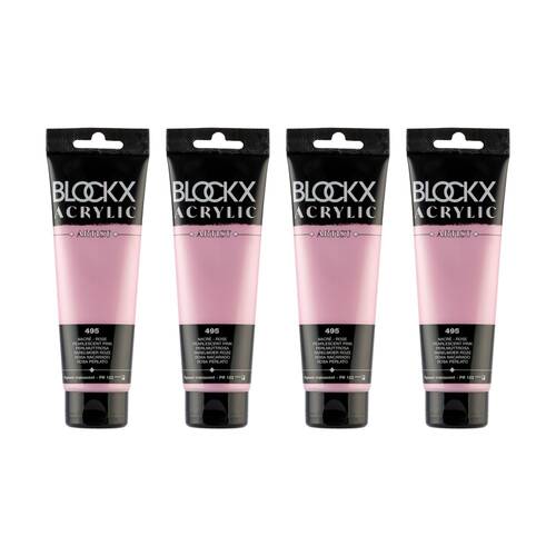 4PK Blockx Acrylic 120ml Paint Tube Art/Craft - PearlescentPink