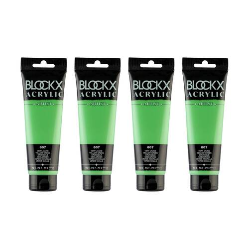 4PK Blockx Acrylic 120ml Paint Tube Art/Craft - Yellow Green