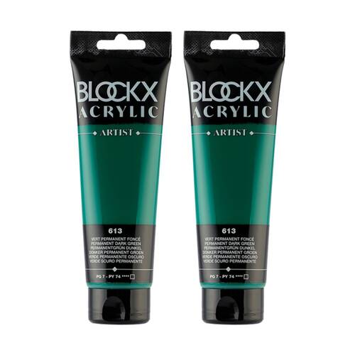 2PK Blockx Acrylic 120ml Paint Tube Art/Craft - Permanent Green Light