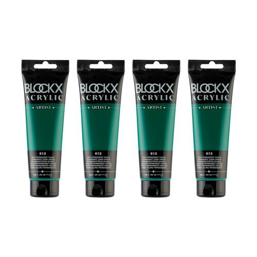 4PK Blockx Acrylic 120ml Paint Tube Art/Craft - Permanent Green Light