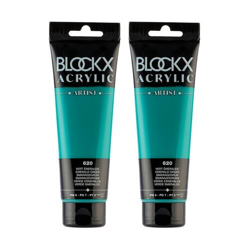 2PK Blockx Acrylic 120ml Paint Tube Art/Craft - Emerald Green
