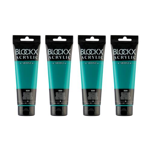 4PK Blockx Acrylic 120ml Paint Tube Art/Craft - Emerald Green