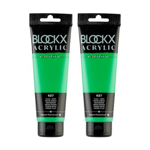 2PK Blockx Acrylic 120ml Paint Tube Art/Craft - Fluorescent Green