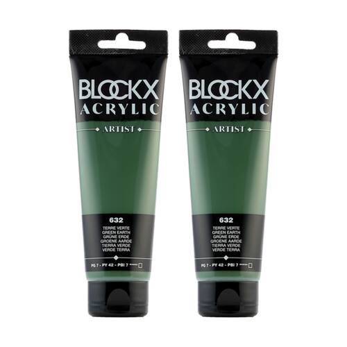 2PK Blockx Acrylic 120ml Paint Tube Art/Craft - Green Earth