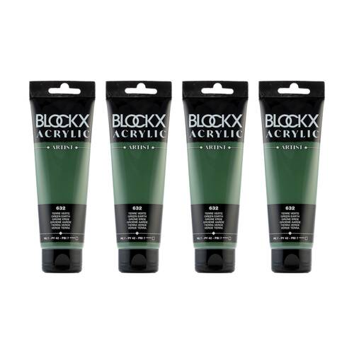 4PK Blockx Acrylic 120ml Paint Tube Art/Craft - Green Earth