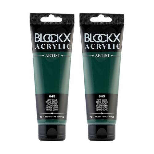 2PK Blockx Acrylic 120ml Paint Tube Art/Craft - Olive Green