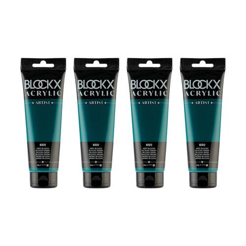 4PK Blockx Acrylic 120ml Professional Paint Tube Art/Craft - Green
