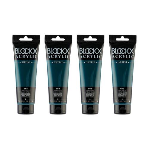 4PK Blockx Acrylic 120ml Paint Tube Art/Craft - English Green