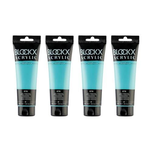 4PK Blockx Acrylic 120ml Paint Tube Art/Craft - Turquoise Green