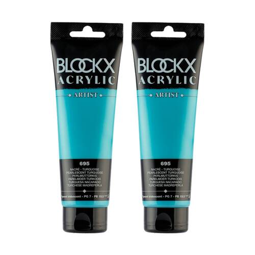 2PK Blockx Acrylic 120ml Paint Tube Art/Craft - PearlyTurquoise
