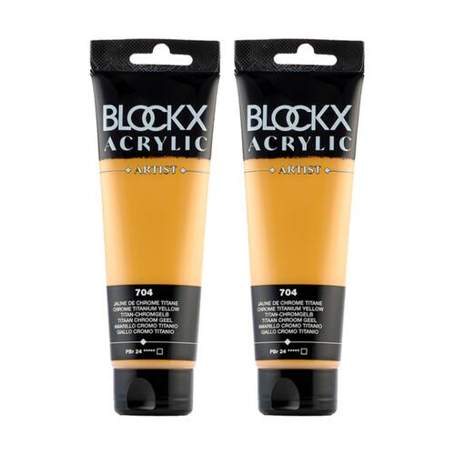 2PK Blockx Acrylic Titanium 120ml Paint Tube Art/Craft - Chrome Yellow