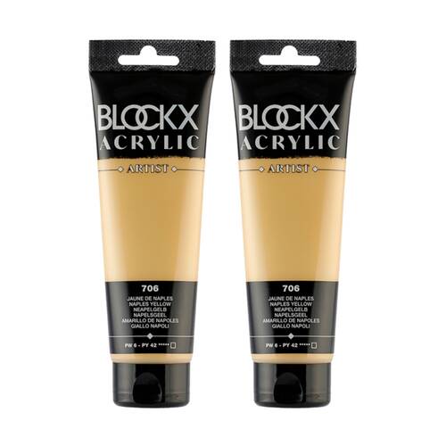 2PK Blockx Acrylic 120ml Paint Tube Art/Craft - Naples Yellow