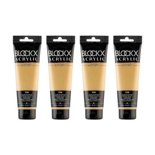 4PK Blockx Acrylic 120ml Paint Tube Art/Craft - Naples Yellow