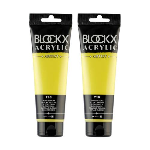 2PK Blockx Acrylic 120ml Professional Paint Tube Art/Craft - Yellow