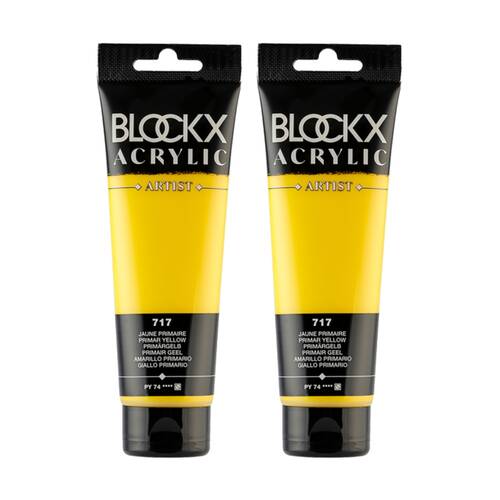 2PK Blockx Acrylic 120ml Paint Tube Art/Craft - Primary Yellow