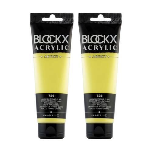 2PK Blockx Acrylic 120ml Paint Tube Art/Craft - Light Titanium Yellow