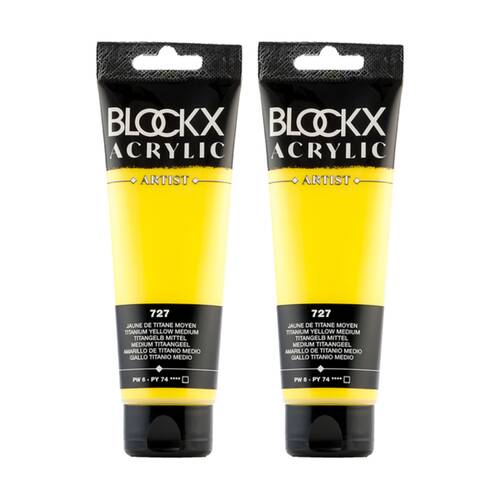 2PK Blockx Acrylic Medium 120ml Paint Tube Art/Craft - Titanium Yellow