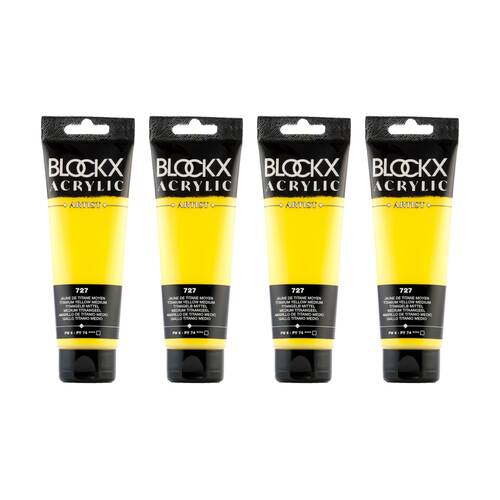 4PK Blockx Acrylic Medium 120ml Paint Tube Art/Craft - Titanium Yellow