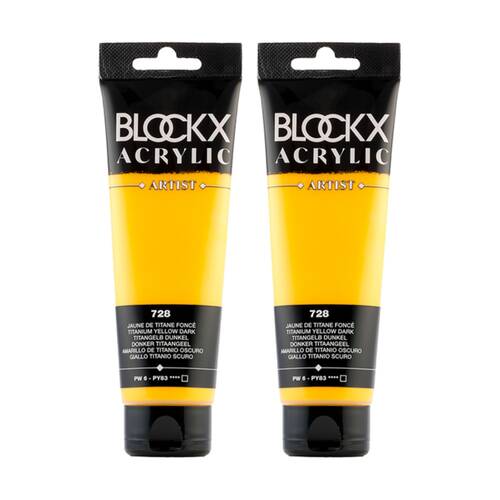 2PK Blockx Acrylic 120ml Paint Tube Art/Craft - Titanium Yellow