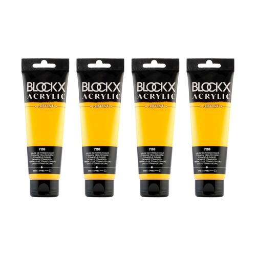 4PK Blockx Acrylic 120ml Paint Tube Art/Craft - Titanium Yellow