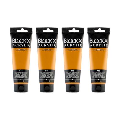 4PK Blockx Acrylic 120ml Paint Tube Art/Craft - Yellow Ochre Red