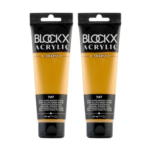 2PK Blockx Acrylic 120ml Paint Tube Art/Craft - Yellow Ochre Green