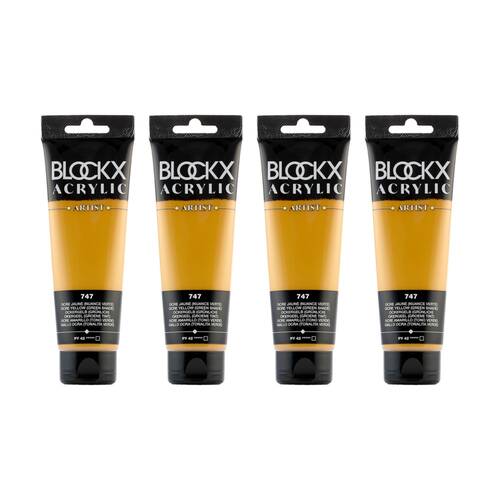 4PK Blockx Acrylic 120ml Paint Tube Art/Craft - Yellow Ochre Green