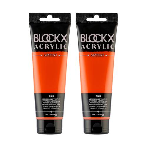 2PK Blockx Acrylic 120ml Paint Tube Art/Craft - Vermilion Pyrrolo