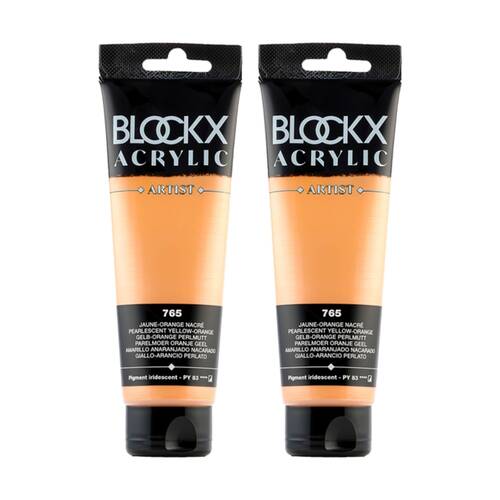 2PK Blockx Acrylic 120ml Paint Tube Art/Craft - Pearly Yellow Orange