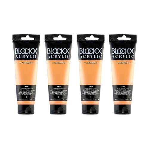 4PK Blockx Acrylic 120ml Paint Tube Art/Craft - Pearly Yellow Orange