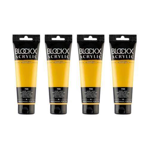 4PK Blockx Acrylic 120ml Paint Tube Art/Craft - Pearlescent Yellow