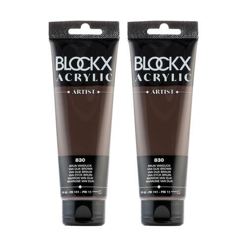 2PK Blockx Acrylic 120ml Paint Tube Art/Craft - Brown Vandijck