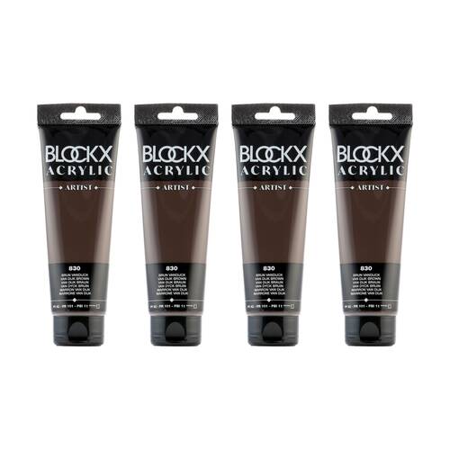 4PK Blockx Acrylic 120ml Paint Tube Art/Craft - Brown Vandijck