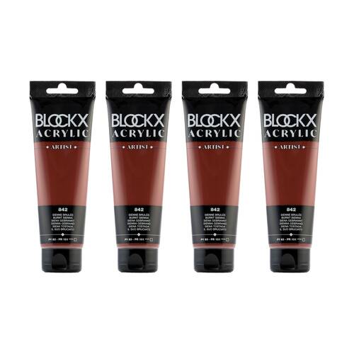 4PK Blockx Acrylic 120ml Paint Tube Art/Craft - Burnt Sienna