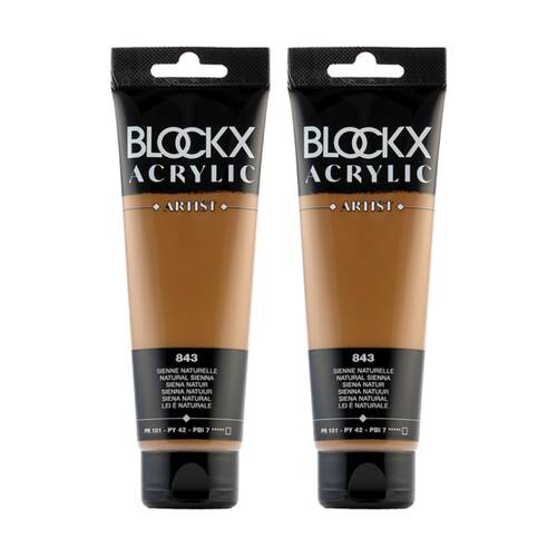 2PK Blockx Acrylic 120ml Paint Tube Art/Craft - Sienna Natural