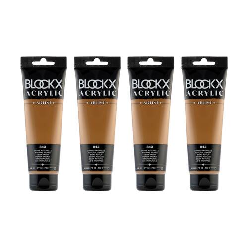 4PK Blockx Acrylic 120ml Paint Tube Art/Craft - Sienna Natural