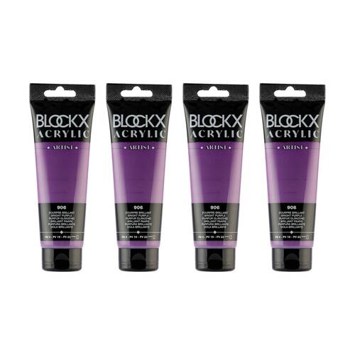 4PK Blockx Acrylic 120ml Paint Tube Art/Craft - Bright Purple