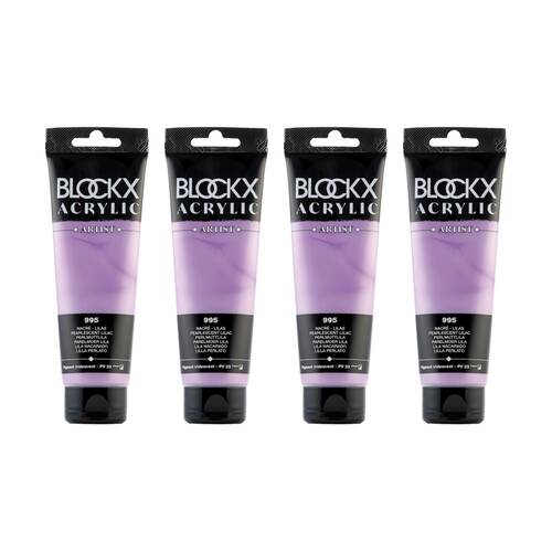 4PK Blockx Acrylic 120ml Paint Tube Art/Craft - Pearlescent Lila
